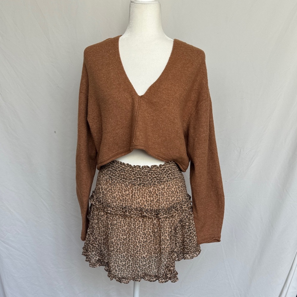 Urban Outfitters Brown Leopard Mini Skirt